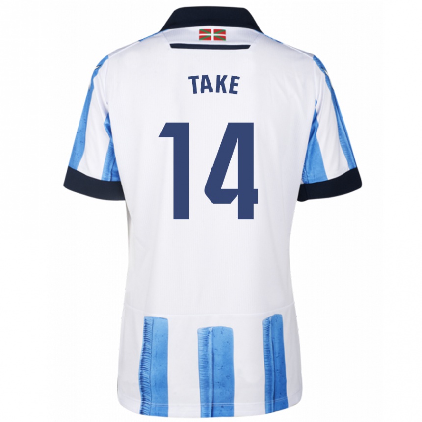 Niño Fútbol Camiseta Takefusa Kubo #14 Azul Blanco 1ª Equipación 2023/24 México