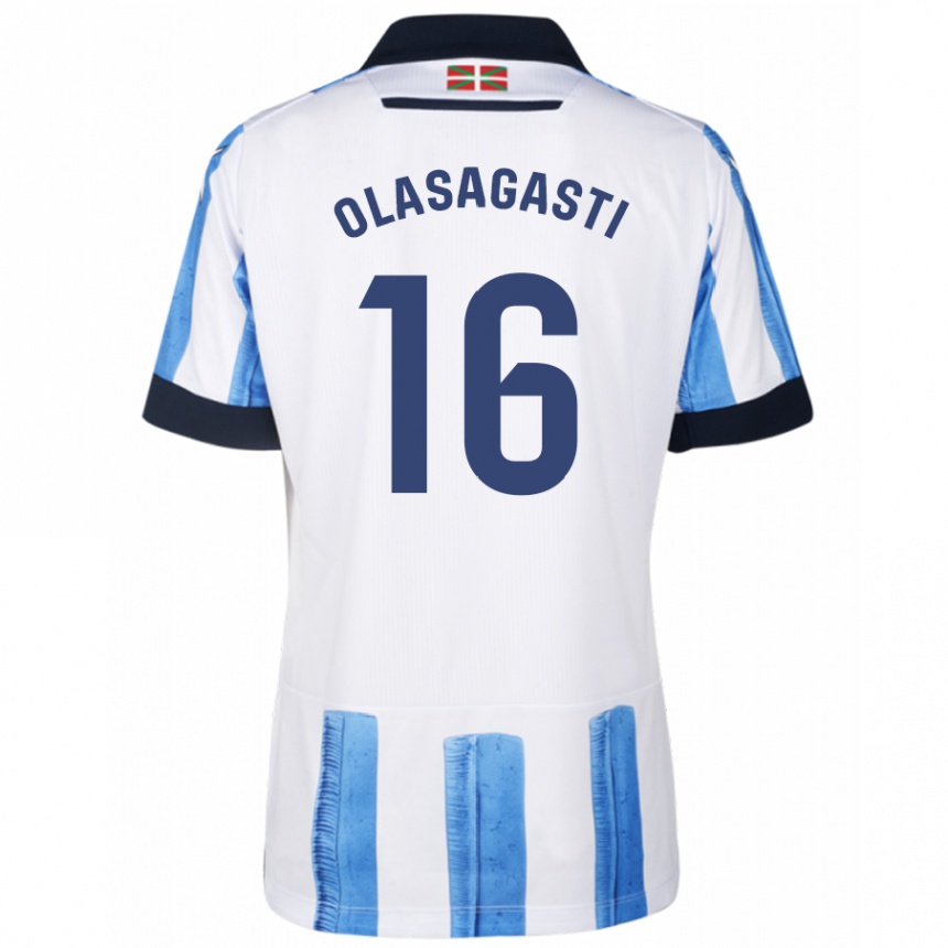 Niño Fútbol Camiseta Jon Ander Olasagasti #16 Azul Blanco 1ª Equipación 2023/24 México