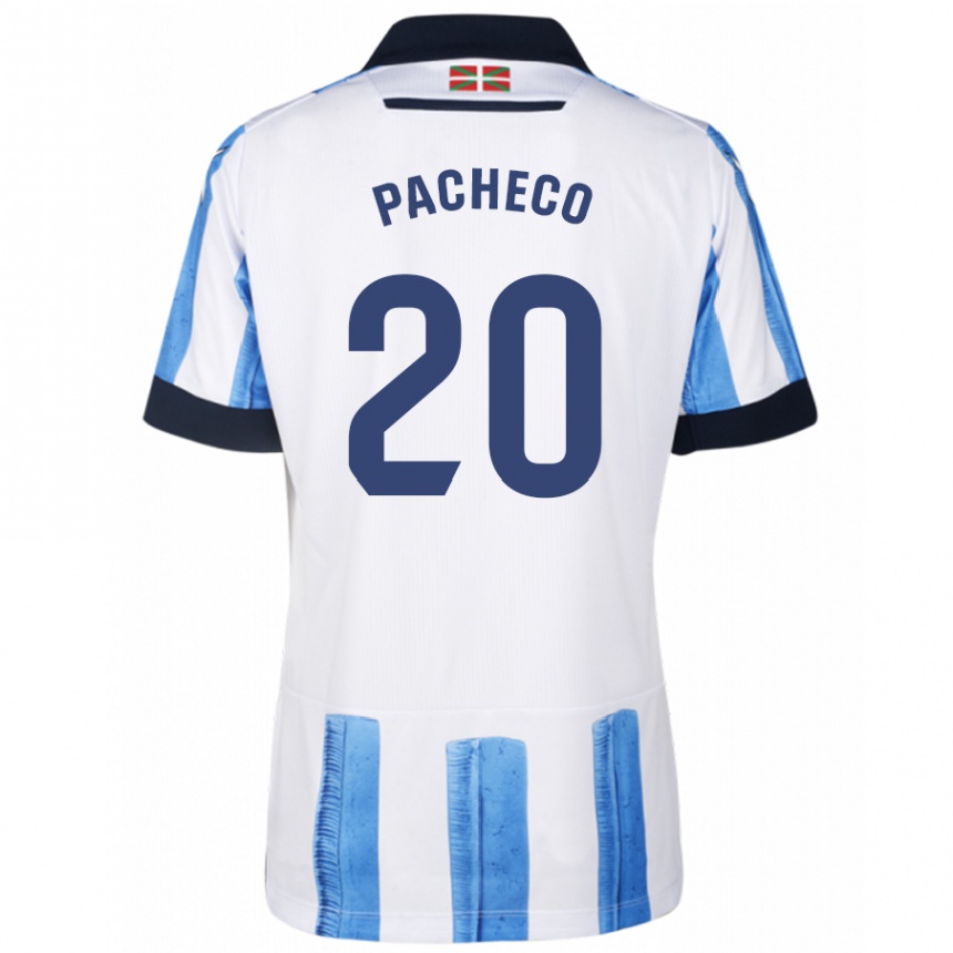 Niño Fútbol Camiseta Jon Pacheco #20 Azul Blanco 1ª Equipación 2023/24 México