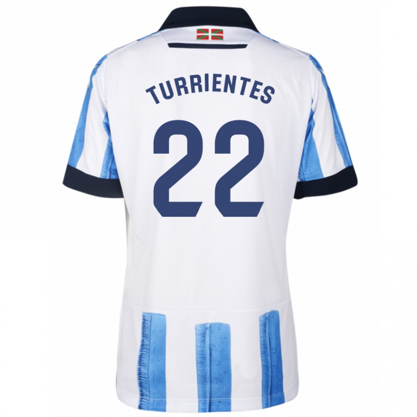 Niño Fútbol Camiseta Beñat Turrientes #22 Azul Blanco 1ª Equipación 2023/24 México