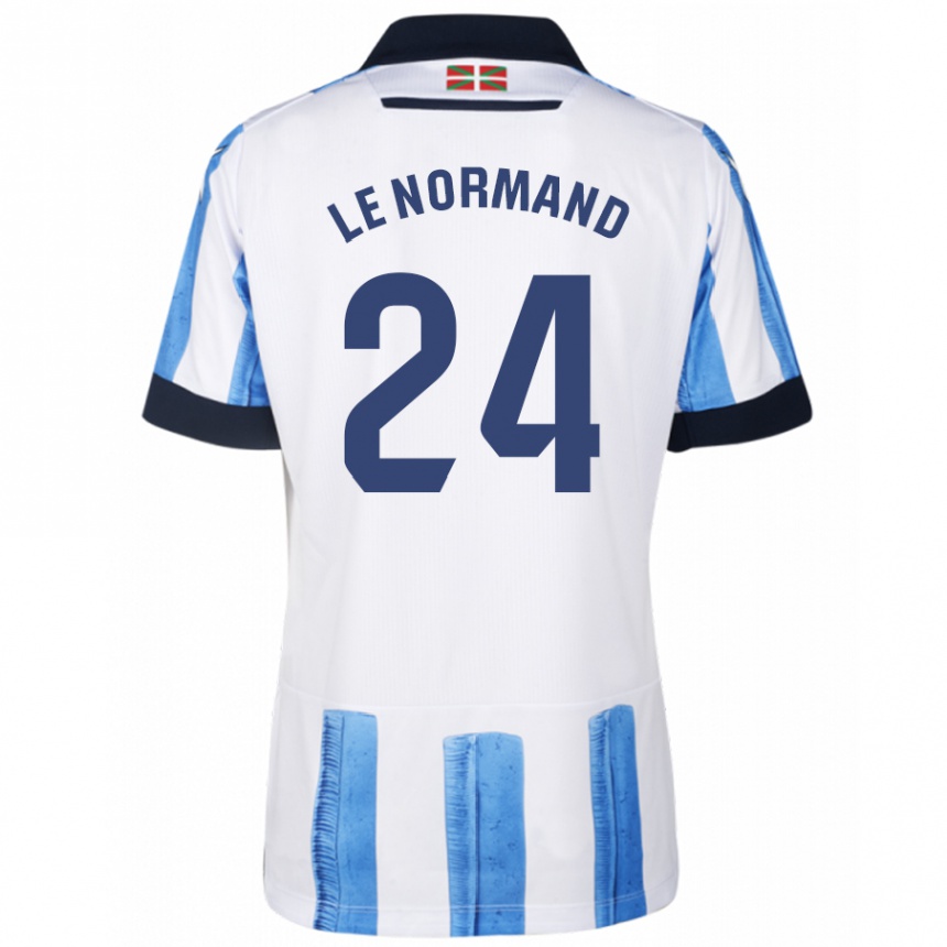 Niño Fútbol Camiseta Robin Le Normand #24 Azul Blanco 1ª Equipación 2023/24 México