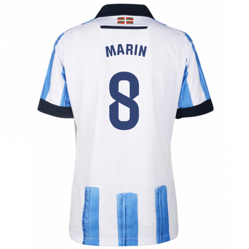 Niño Fútbol Camiseta Pablo Marín #8 Azul Blanco 1ª Equipación 2023/24 México