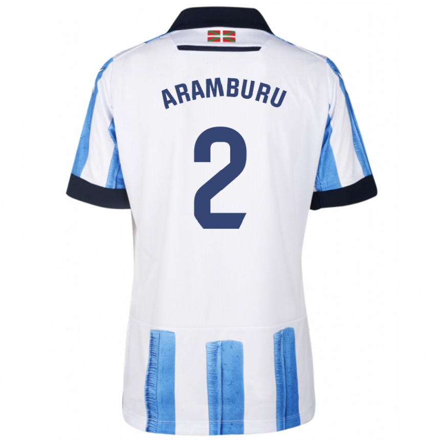 Niño Fútbol Camiseta Jon Aramburu #2 Azul Blanco 1ª Equipación 2023/24 México