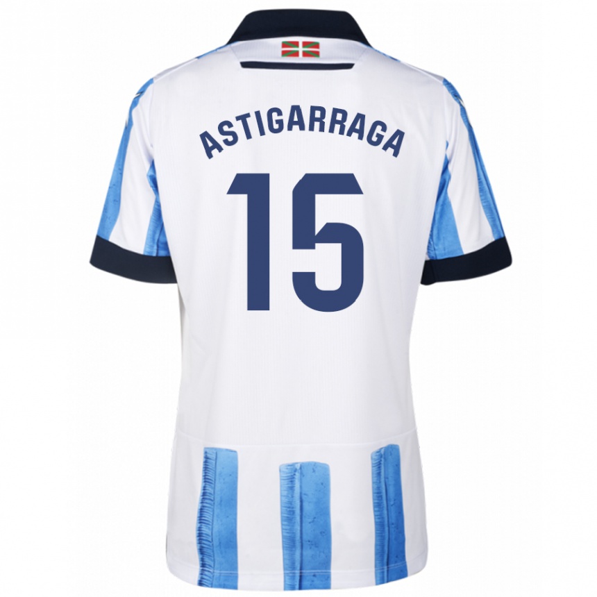 Niño Fútbol Camiseta Eneko Astigarraga #15 Azul Blanco 1ª Equipación 2023/24 México