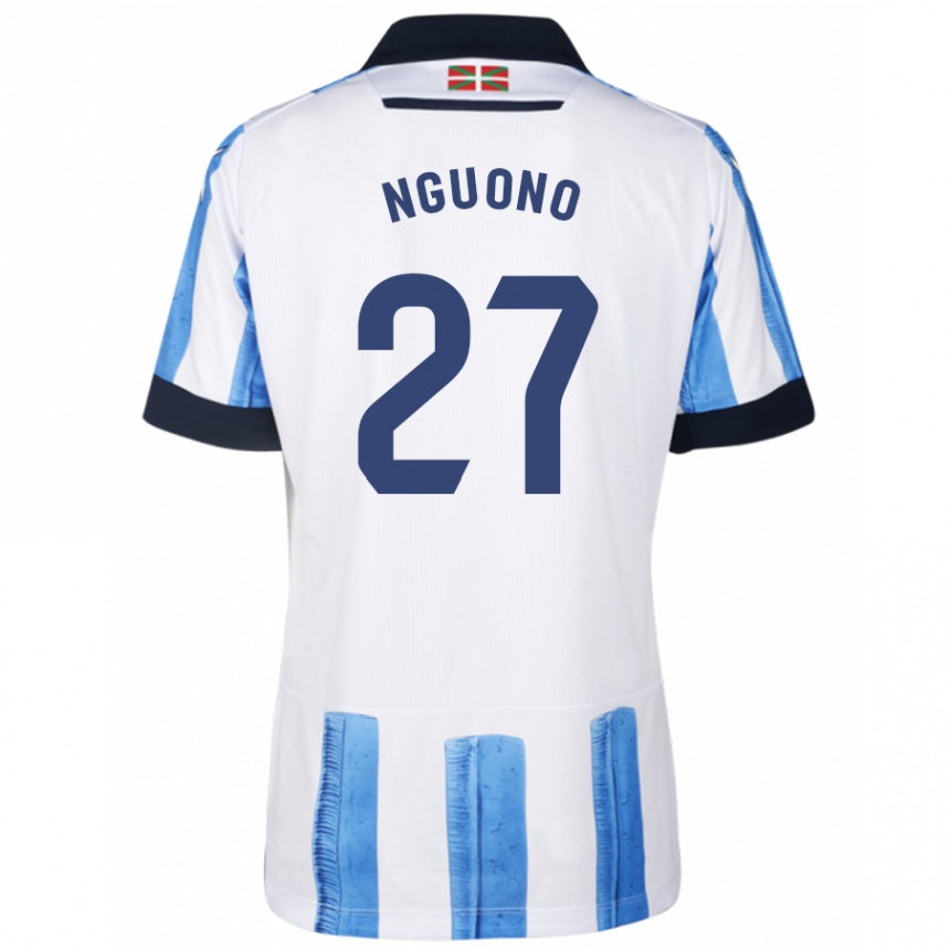 Niño Fútbol Camiseta Job Nguono #27 Azul Blanco 1ª Equipación 2023/24 México