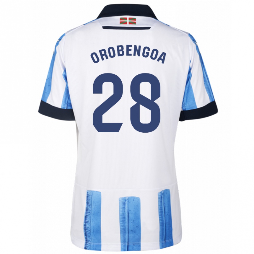 Niño Fútbol Camiseta Ekain Orobengoa #28 Azul Blanco 1ª Equipación 2023/24 México