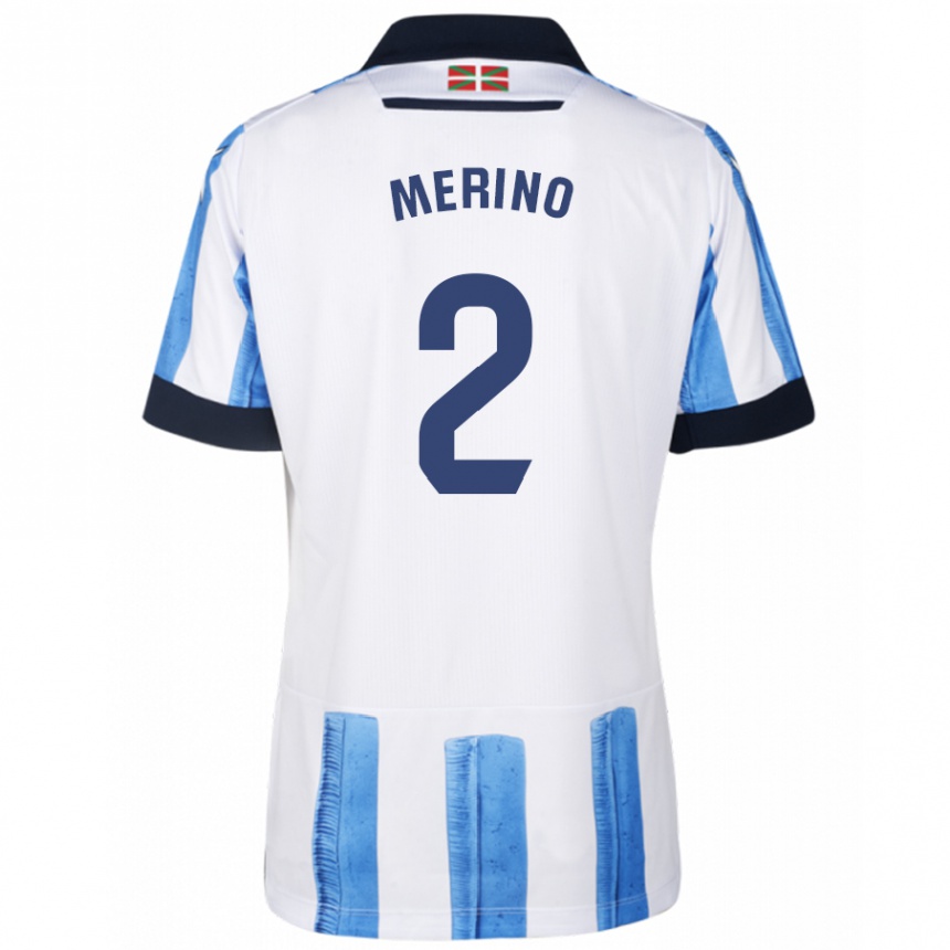 Niño Fútbol Camiseta Jon Merino #2 Azul Blanco 1ª Equipación 2023/24 México