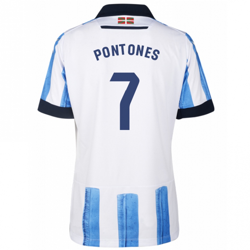 Niño Fútbol Camiseta Juan Carlos Pontones #7 Azul Blanco 1ª Equipación 2023/24 México