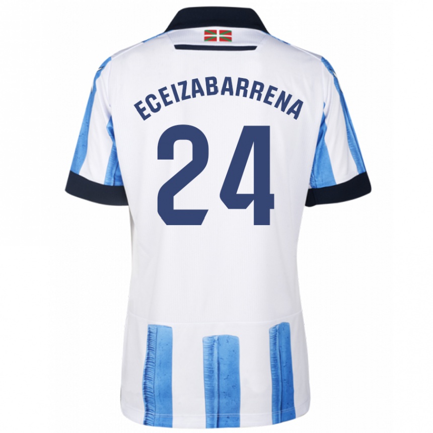 Niño Fútbol Camiseta Jon Eceizabarrena #24 Azul Blanco 1ª Equipación 2023/24 México