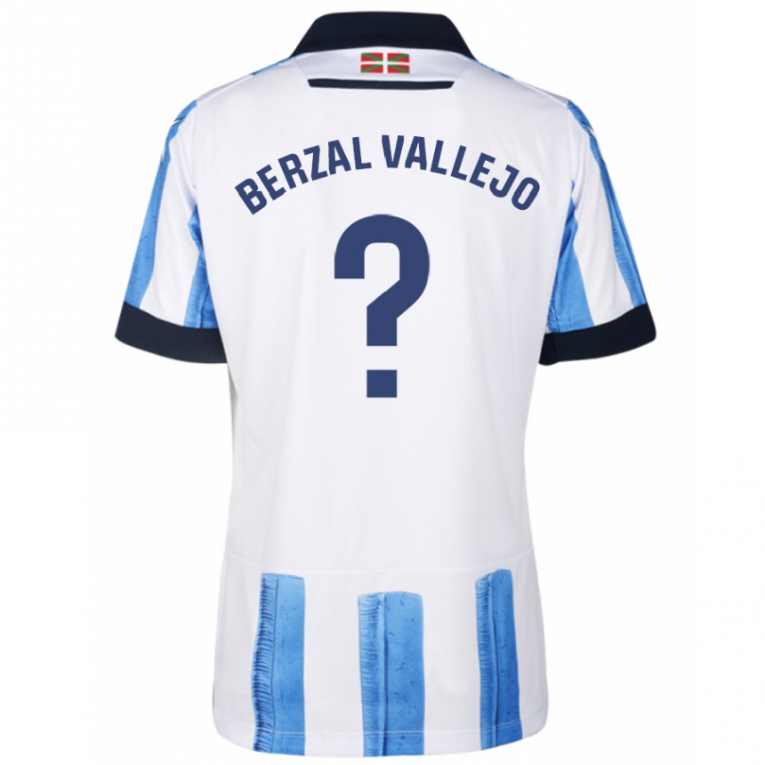 Niño Fútbol Camiseta Asier Berzal Vallejo #0 Azul Blanco 1ª Equipación 2023/24 México