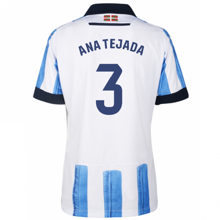 Niño Fútbol Camiseta Ana Tejada Jiménez #3 Azul Blanco 1ª Equipación 2023/24 México