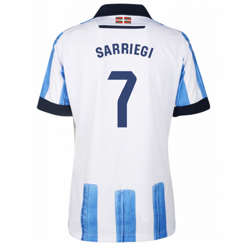 Niño Fútbol Camiseta Amaiur Sarriegi Isasa #7 Azul Blanco 1ª Equipación 2023/24 México