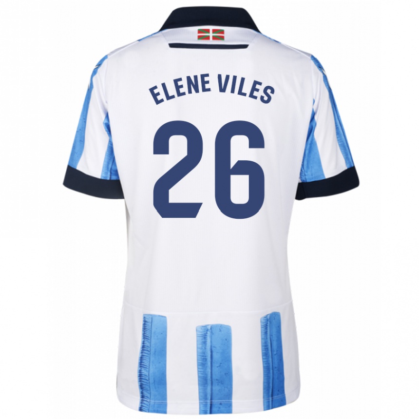 Niño Fútbol Camiseta Elene Viles Odriozola #26 Azul Blanco 1ª Equipación 2023/24 México