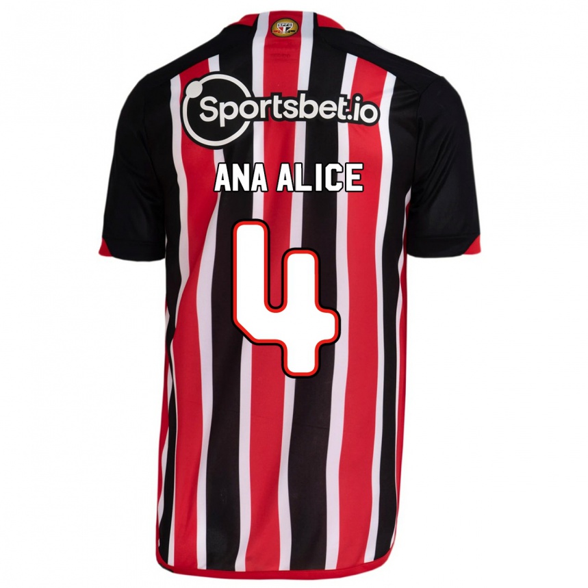 Niño Fútbol Camiseta Ana Alice Luciano Da Silva #4 Azul Rojo 2ª Equipación 2023/24 México