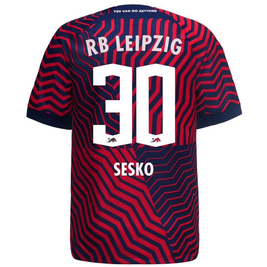 Niño Fútbol Camiseta Benjamin Sesko #30 Azul Rojo 2ª Equipación 2023/24 México