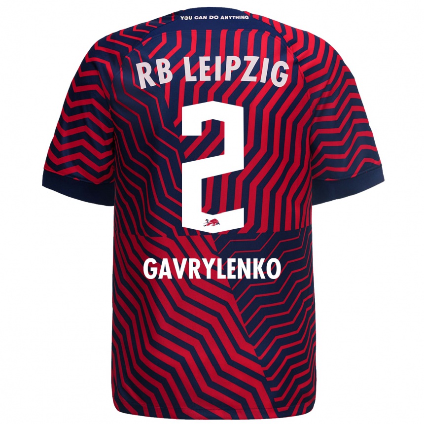 Niño Fútbol Camiseta Oleksandr Gavrylenko #2 Azul Rojo 2ª Equipación 2023/24 México