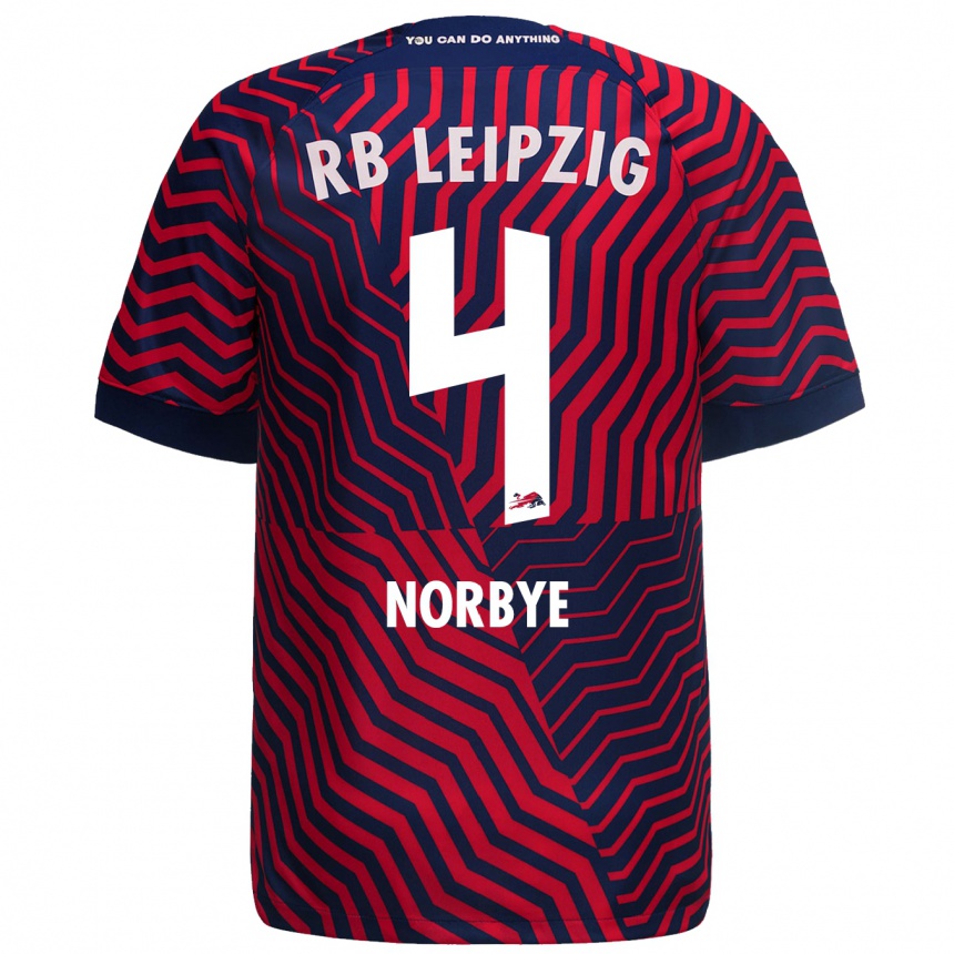 Niño Fútbol Camiseta Jonathan Norbye #4 Azul Rojo 2ª Equipación 2023/24 México