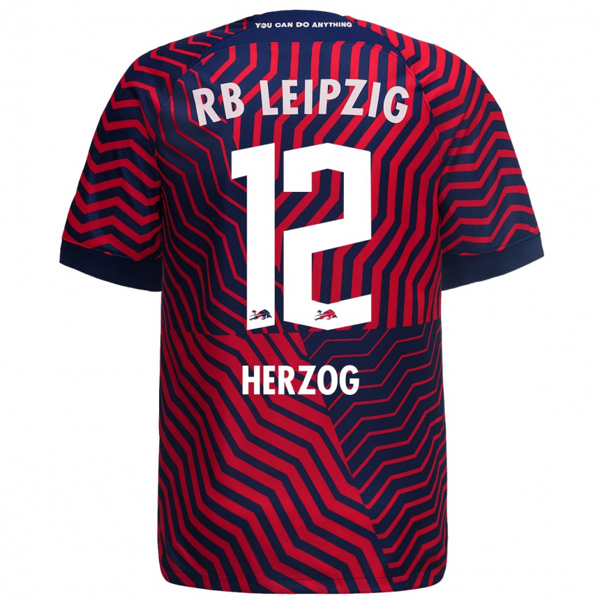 Niño Fútbol Camiseta Elvira Herzog #12 Azul Rojo 2ª Equipación 2023/24 México