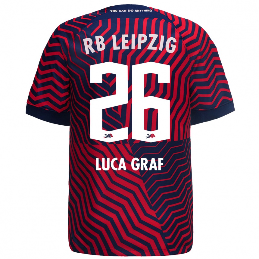 Niño Fútbol Camiseta Luca Marie Graf #26 Azul Rojo 2ª Equipación 2023/24 México