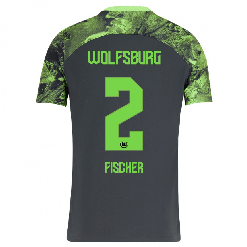 Niño Fútbol Camiseta Kilian Fischer #2 Gris Oscuro 2ª Equipación 2023/24 México