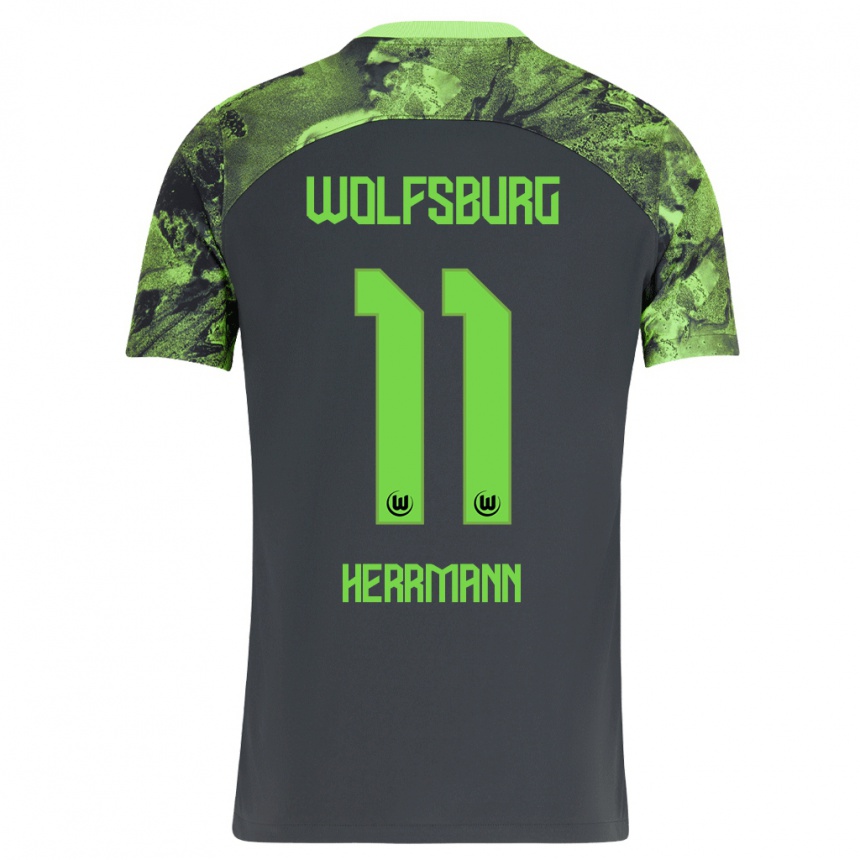 Niño Fútbol Camiseta Max Herrmann #11 Gris Oscuro 2ª Equipación 2023/24 México