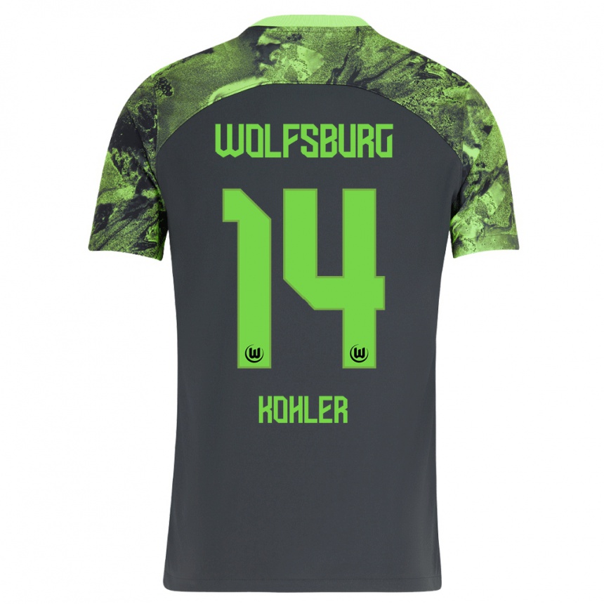 Niño Fútbol Camiseta Leonard Köhler #14 Gris Oscuro 2ª Equipación 2023/24 México