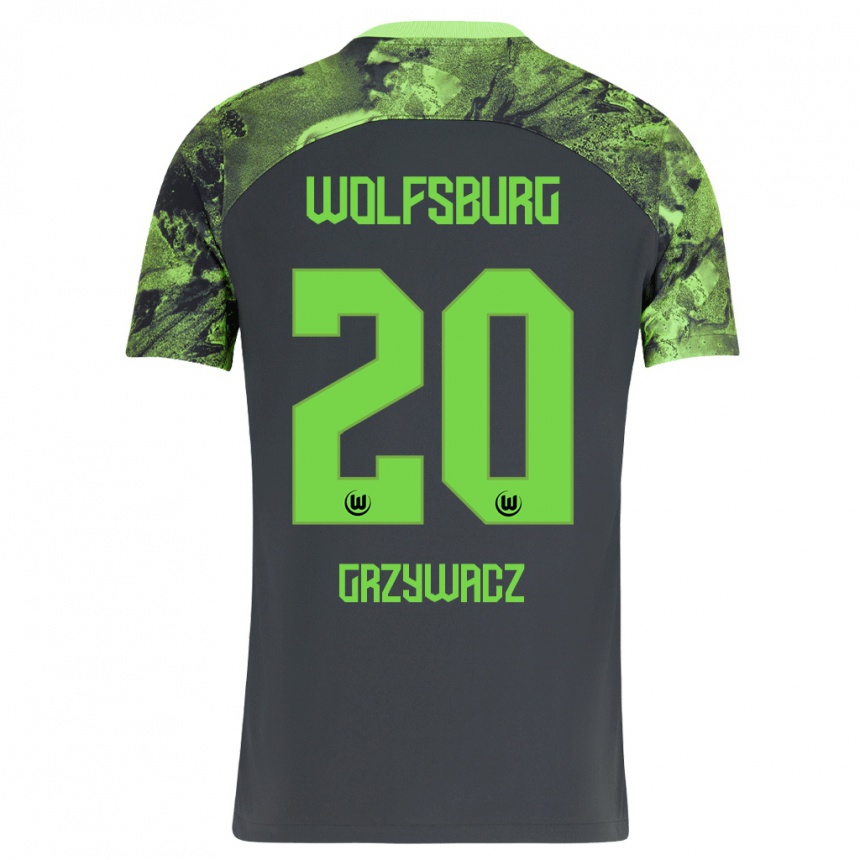 Niño Fútbol Camiseta Eryk Grzywacz #20 Gris Oscuro 2ª Equipación 2023/24 México