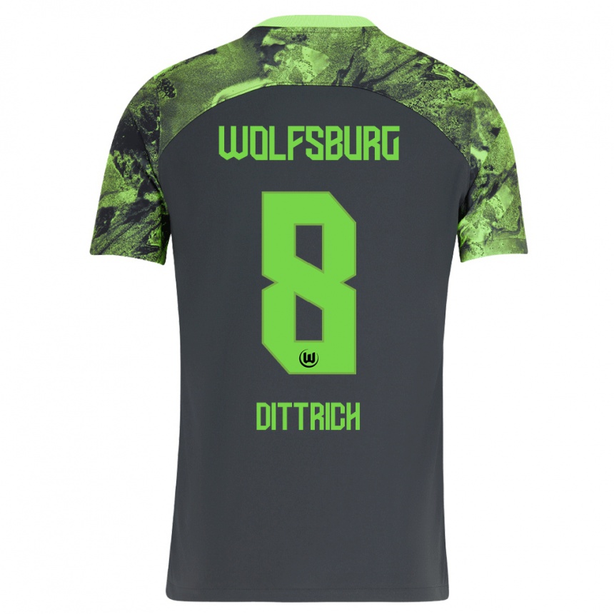 Niño Fútbol Camiseta Elia Dittrich #8 Gris Oscuro 2ª Equipación 2023/24 México