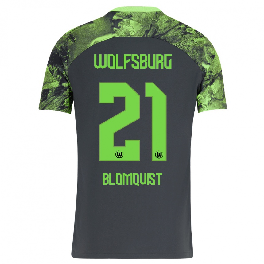 Niño Fútbol Camiseta Rebecka Blomqvist #21 Gris Oscuro 2ª Equipación 2023/24 México