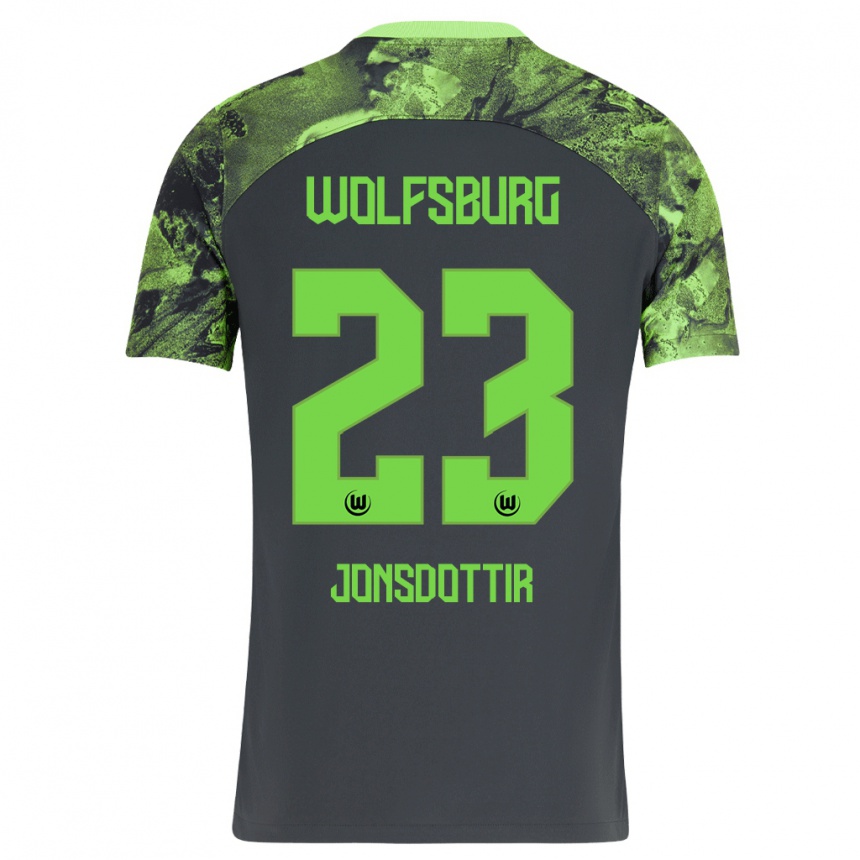 Niño Fútbol Camiseta Sveindís Jane Jónsdóttir #23 Gris Oscuro 2ª Equipación 2023/24 México