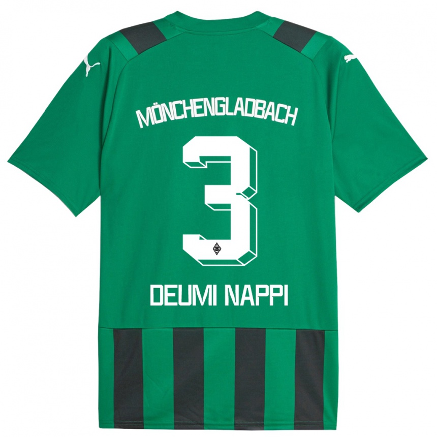 Niño Fútbol Camiseta Dimitrie Deumi Nappi #3 Verde Negro 2ª Equipación 2023/24 México