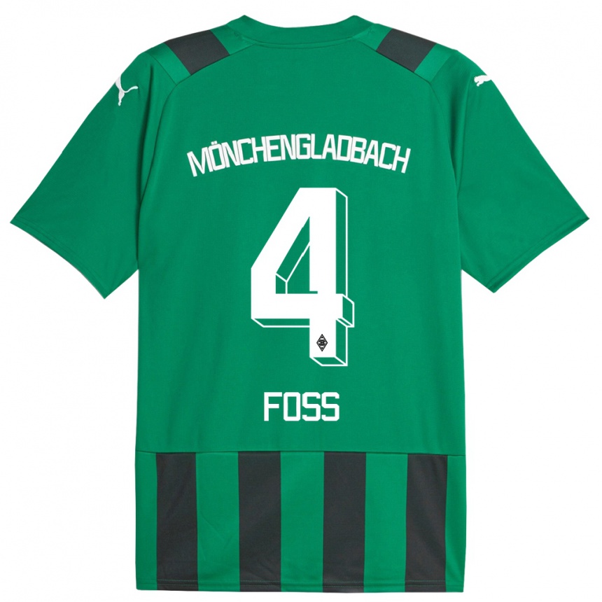 Niño Fútbol Camiseta Jonathan Foss #4 Verde Negro 2ª Equipación 2023/24 México