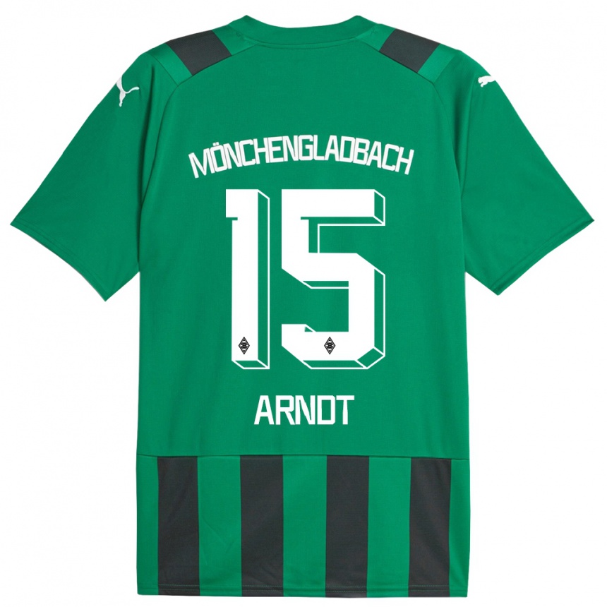 Niño Fútbol Camiseta Leo Arndt #15 Verde Negro 2ª Equipación 2023/24 México