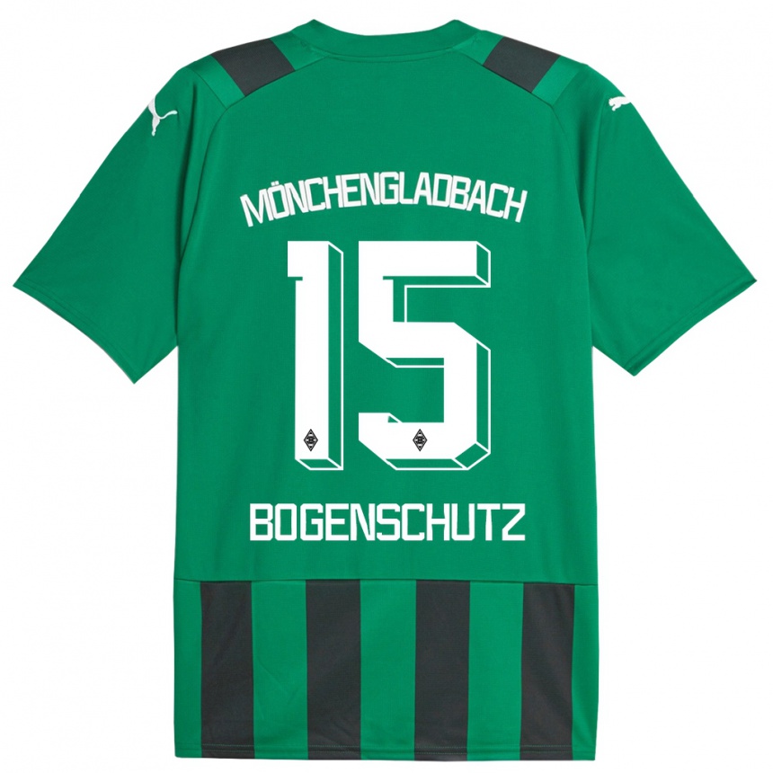 Niño Fútbol Camiseta Kerstin Bogenschutz #15 Verde Negro 2ª Equipación 2023/24 México