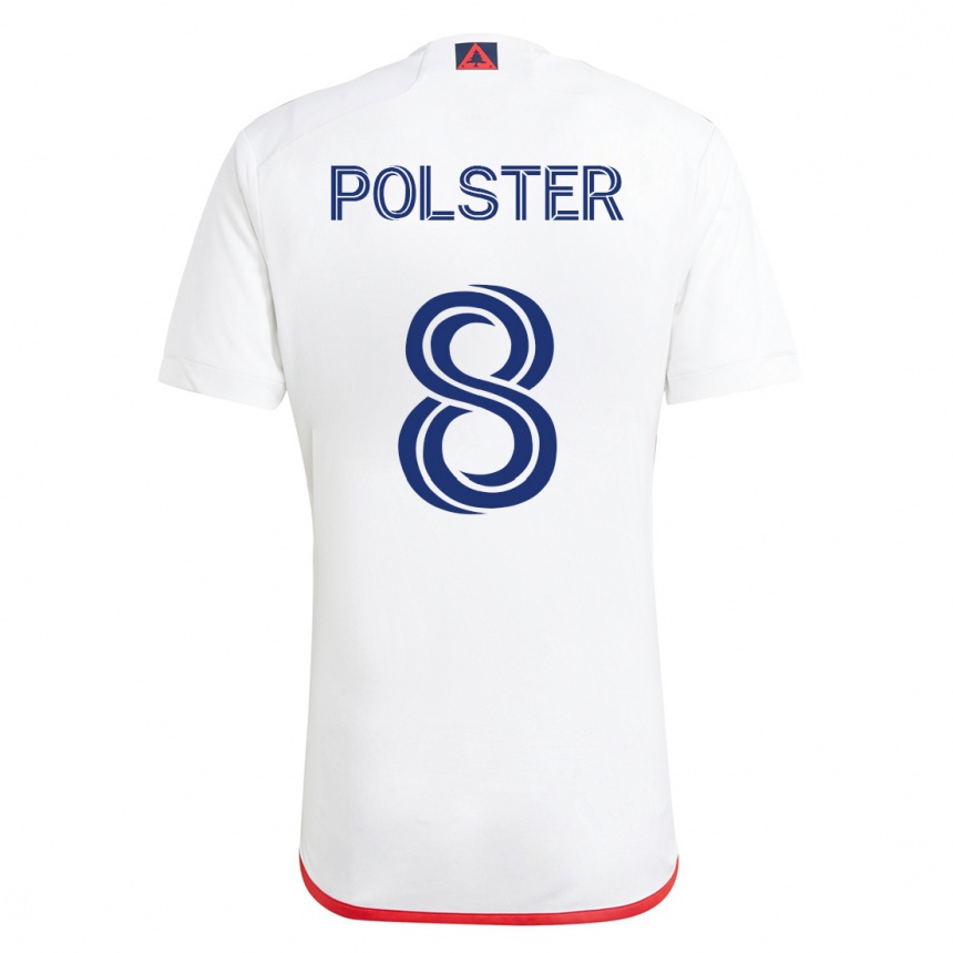 Niño Fútbol Camiseta Matt Polster #8 Blanco Rojo 2ª Equipación 2023/24 México