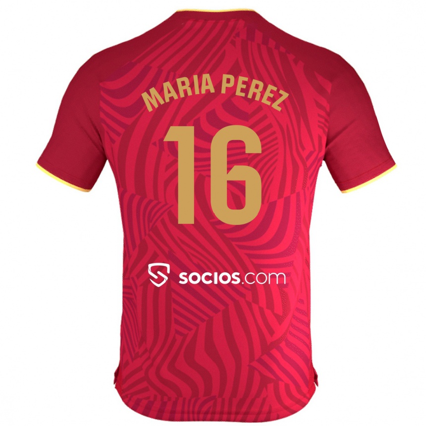 Niño Fútbol Camiseta María Pérez Rabaza #16 Rojo 2ª Equipación 2023/24 México