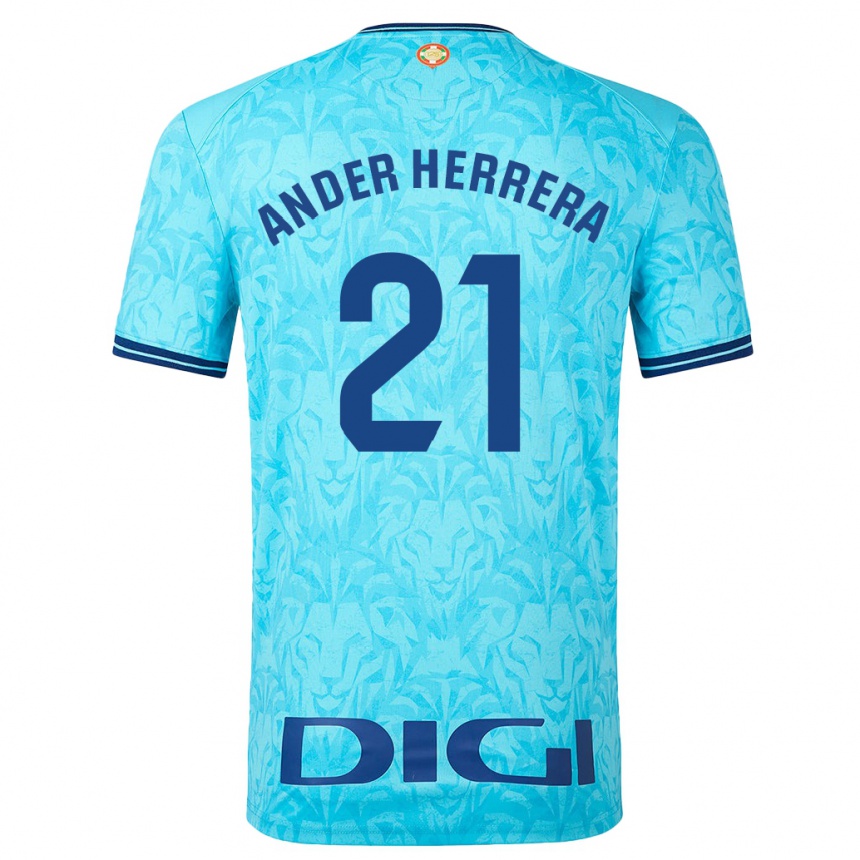 Niño Fútbol Camiseta Ander Herrera #21 Cielo Azul 2ª Equipación 2023/24 México