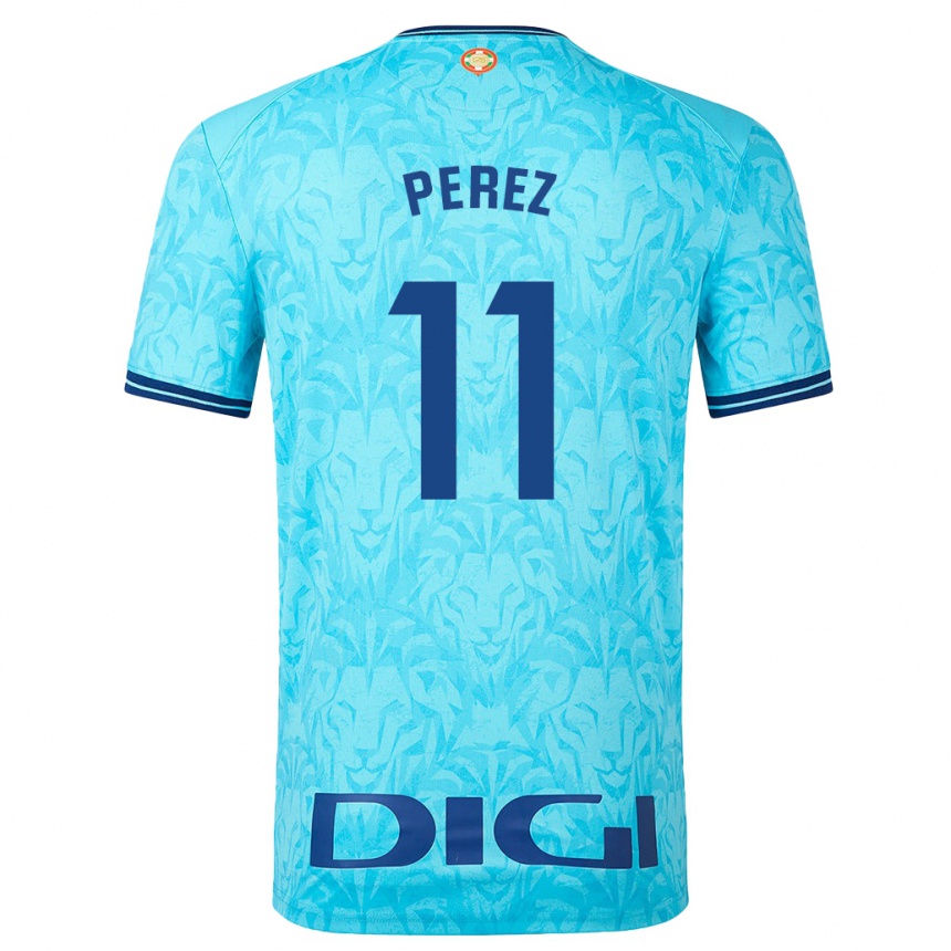 Niño Fútbol Camiseta Adrián Pérez #11 Cielo Azul 2ª Equipación 2023/24 México