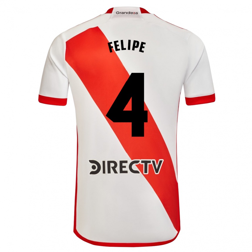 Hombre Fútbol Camiseta Carina Felipe Silva #4 Blanco Rojo 1ª Equipación 2023/24 México