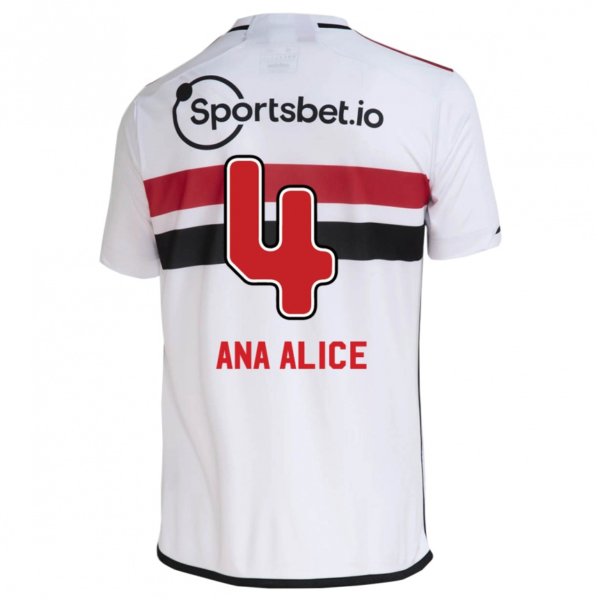 Hombre Fútbol Camiseta Ana Alice Luciano Da Silva #4 Blanco 1ª Equipación 2023/24 México