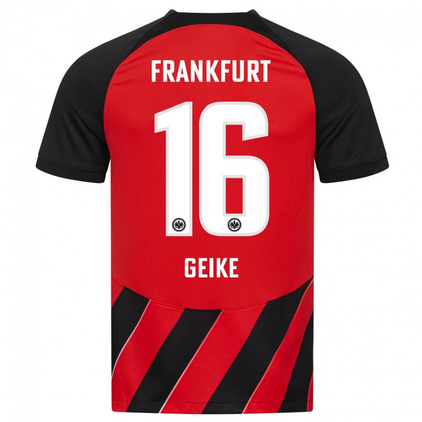 Hombre Fútbol Camiseta Jonah Geike #16 Negro Rojo 1ª Equipación 2023/24 México