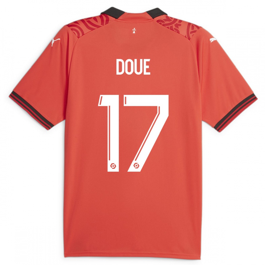 Hombre Fútbol Camiseta Guéla Doué #17 Rojo 1ª Equipación 2023/24 México