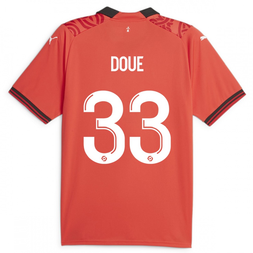 Hombre Fútbol Camiseta Désiré Doué #33 Rojo 1ª Equipación 2023/24 México