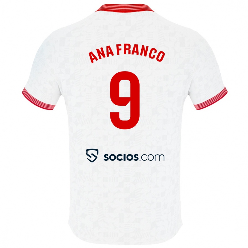 Hombre Fútbol Camiseta Ana Franco De La Vega #9 Blanco 1ª Equipación 2023/24 México