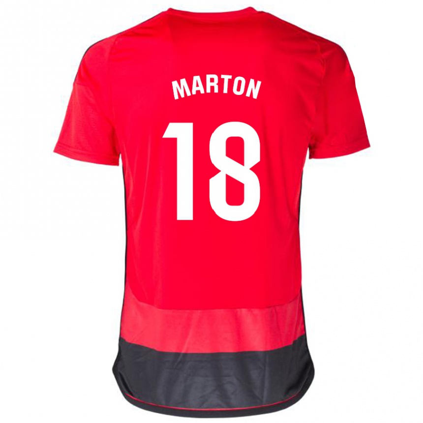 Hombre Fútbol Camiseta Javier Martón #18 Negro Rojo 1ª Equipación 2023/24 México