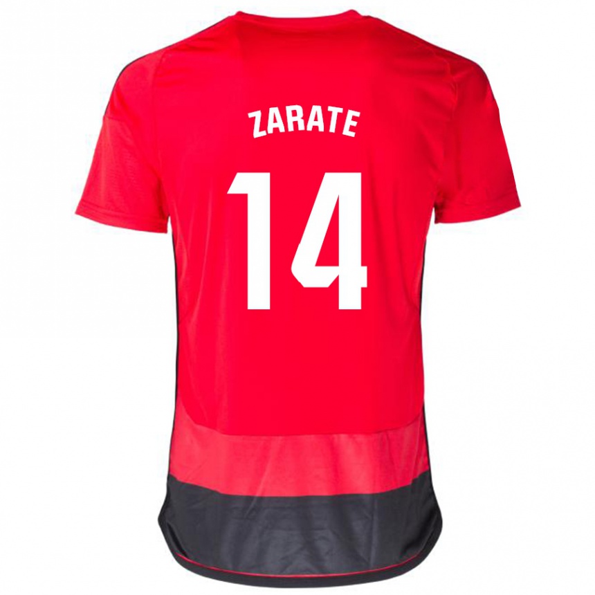 Hombre Fútbol Camiseta Hugo Zárate #14 Negro Rojo 1ª Equipación 2023/24 México