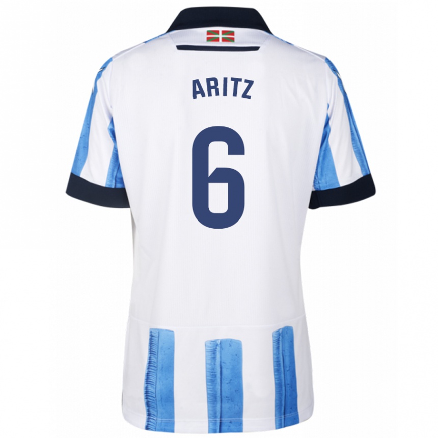 Hombre Fútbol Camiseta Aritz Elustondo #6 Azul Blanco 1ª Equipación 2023/24 México