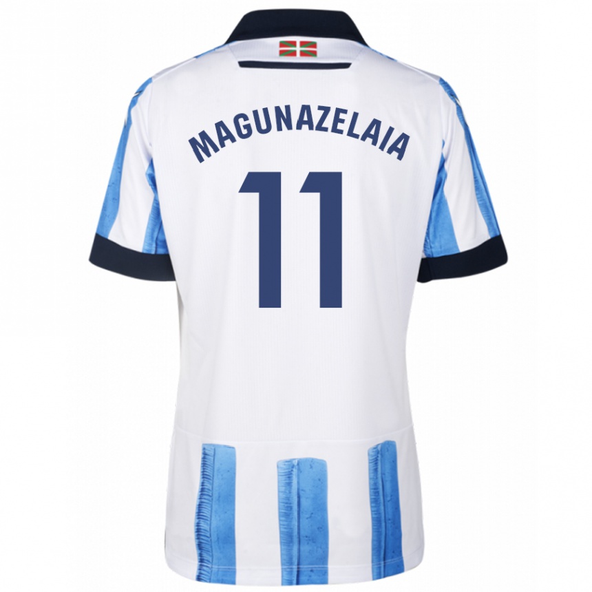 Hombre Fútbol Camiseta Jon Magunazelaia #11 Azul Blanco 1ª Equipación 2023/24 México