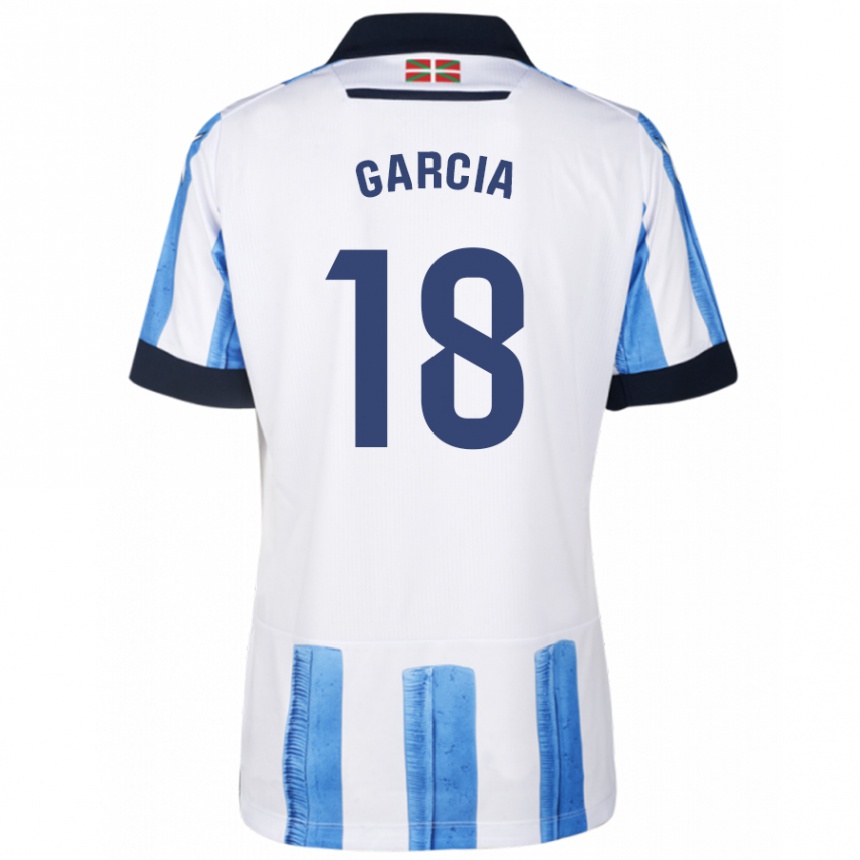 Hombre Fútbol Camiseta Eder García #18 Azul Blanco 1ª Equipación 2023/24 México