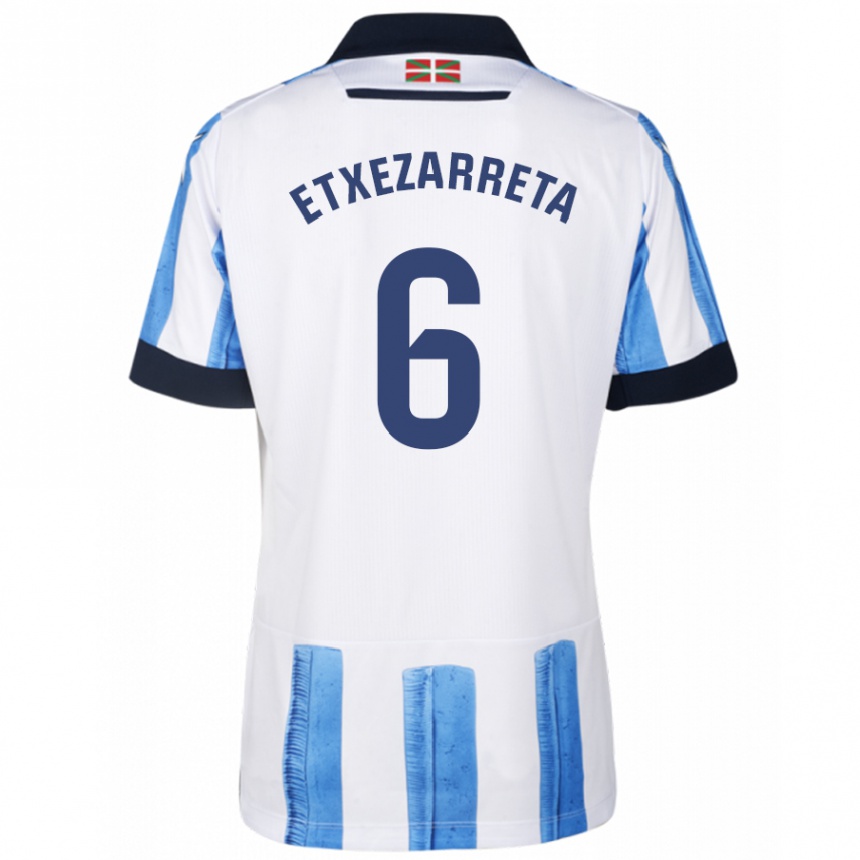 Hombre Fútbol Camiseta Ane Etxezarreta Aierbe #6 Azul Blanco 1ª Equipación 2023/24 México